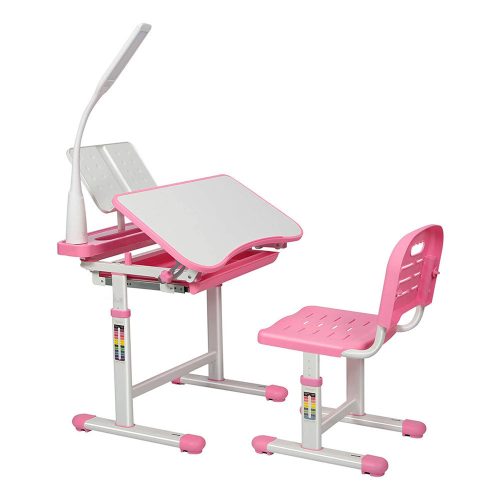 Állítható magasságú, többfunkciós, gyerek íróasztal-rózsaszín