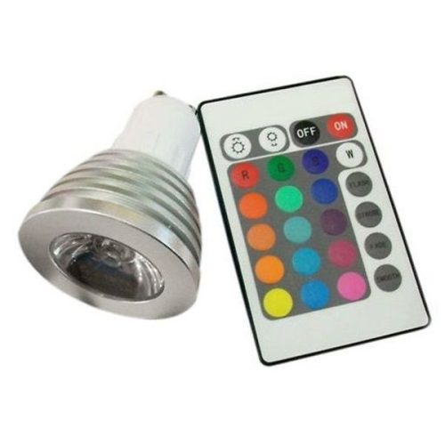 RGB színváltós, energiatakarékos LED spot izzó, távirányítóval, GU10 foglalattal