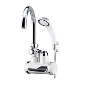   Fali csatlakozós, vízmelegítős csaptelep, LED kijelzővel és tusrózsával