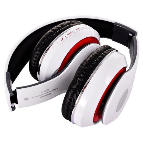 Bluetooth sztereó fejhallgató, rádióval, Mp3 headset, fehér