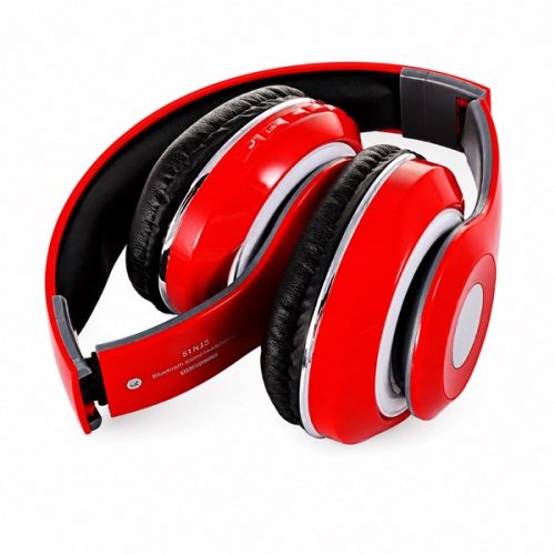 Bluetooth sztereó fejhallgató, rádióval, Mp3 headset, piros