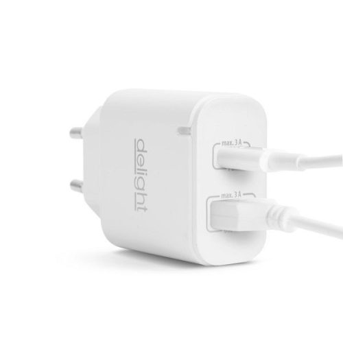 Hálózati Adapter USB + Type-C PD 20W gyorstöltéssel, fehér